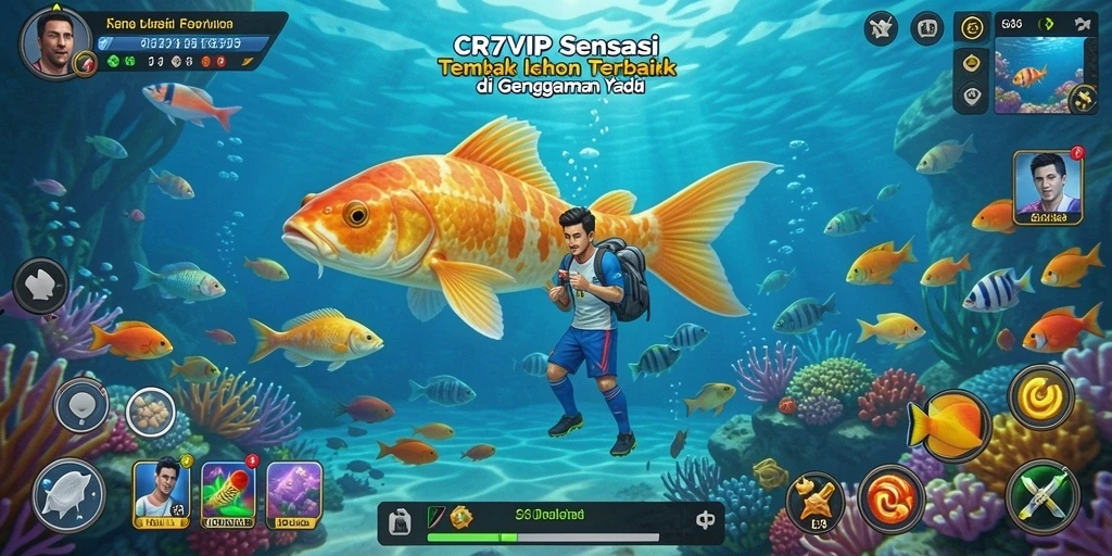 Screenshot gameplay CR7VIP menampilkan aksi seru menangkap ikan.