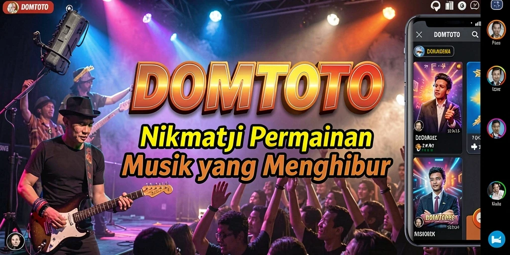 Screenshot utama DOMTOTO menampilkan permainan musik yang seru dan interaktif.