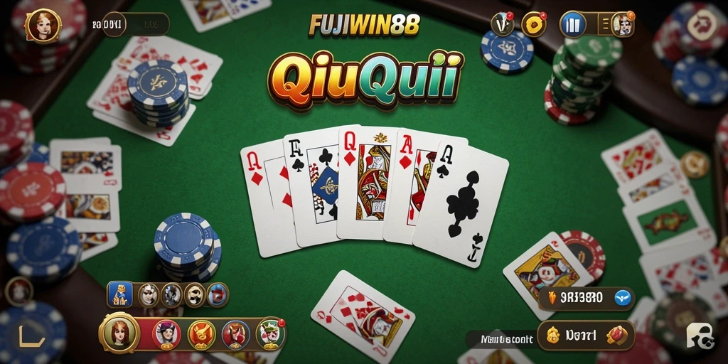 Tampilan gameplay seru <strong>FUJIWIN88</strong> dengan kartu QiuQiu.
