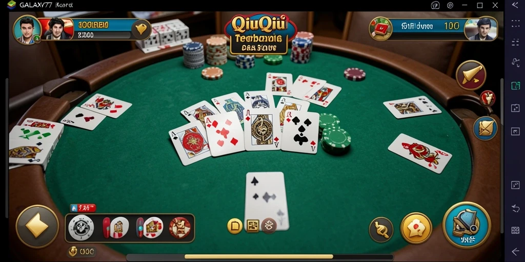 Tampilan gameplay seru di <strong>GALAXY77</strong> dengan kartu-kartu QiuQiu.