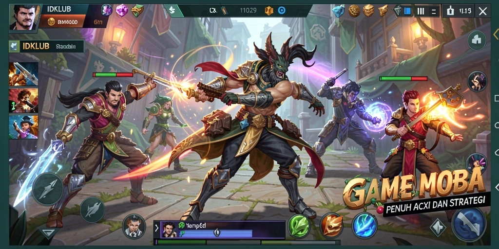 Tampilan gameplay intens dalam IDKLUB, penuh strategi tim.