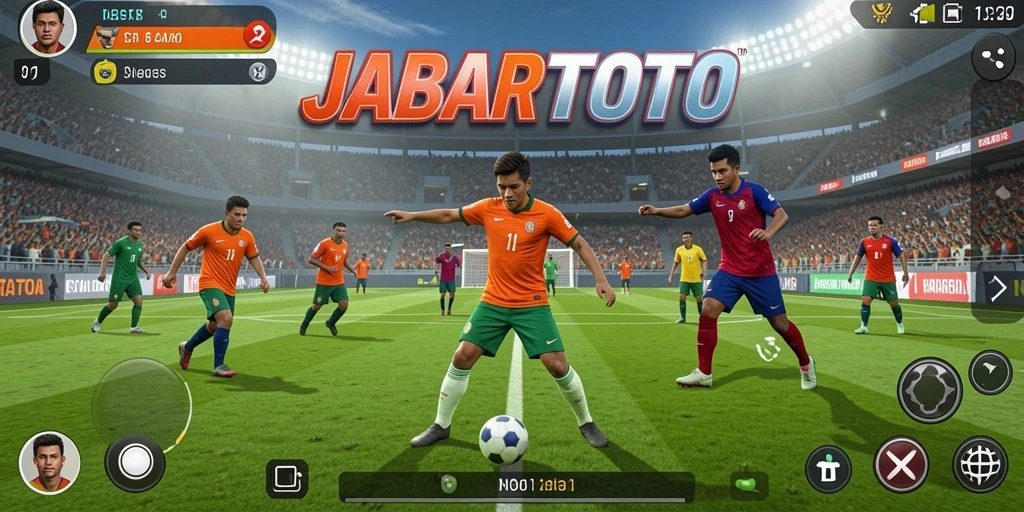 Screenshot gameplay <strong>JABARTOTO</strong> menampilkan pertempuran seru di arena olahraga.