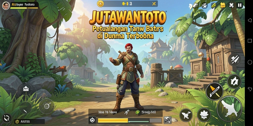 Screenshot gameplay JUTAWANTOTO menunjukkan suasana menjelajah dunia terbuka yang menakjubkan.