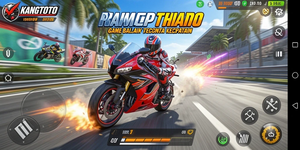 Gameplay KANGTOTO yang menegangkan di sirkuit balap.