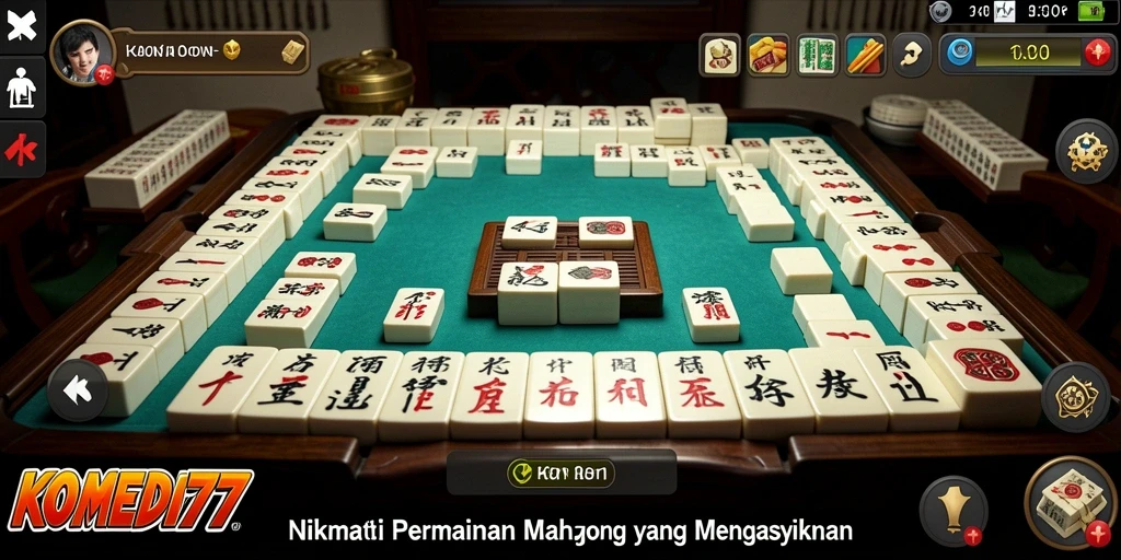 Screenshot gameplay KOMEDI77 yang menunjukkan aksi permainan Mahjong.