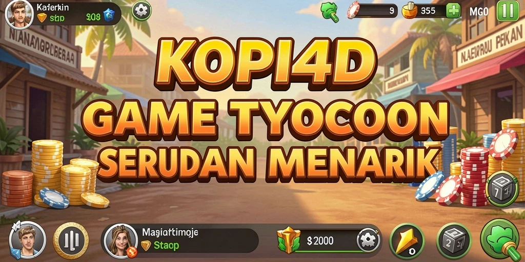 Screenshot gameplay KOPI4D menampilkan kafe yang indah dan ramai.