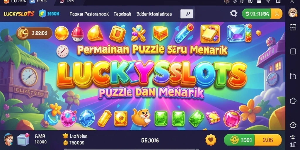 Screenshot LUCKYSLOTS menampilkan gameplay puzzle yang seru.