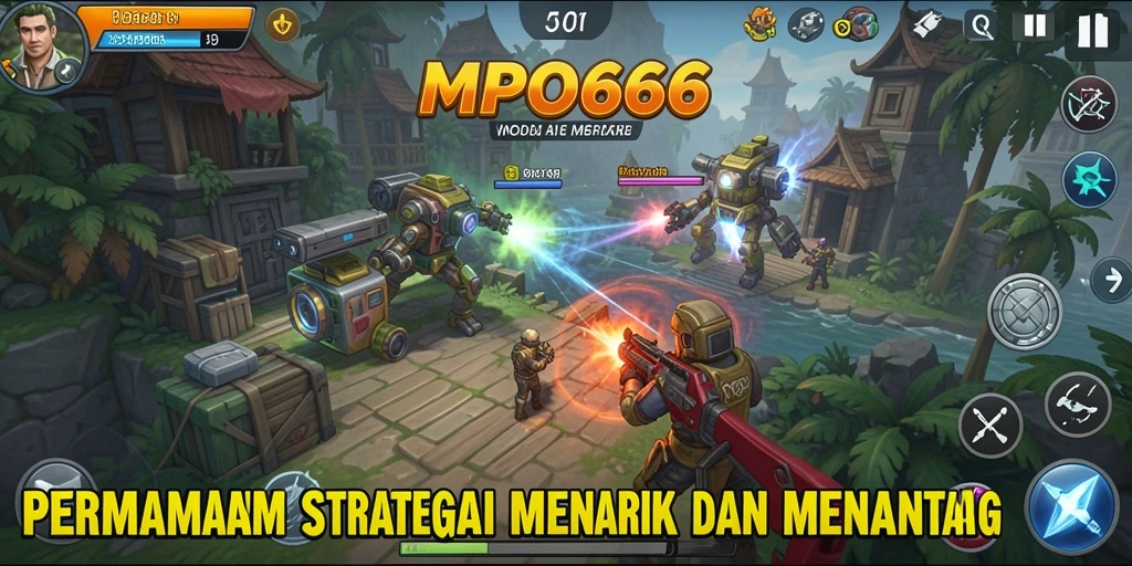 Screenshot MPO666 menampilkan aksi pertempuran strategi yang intens.