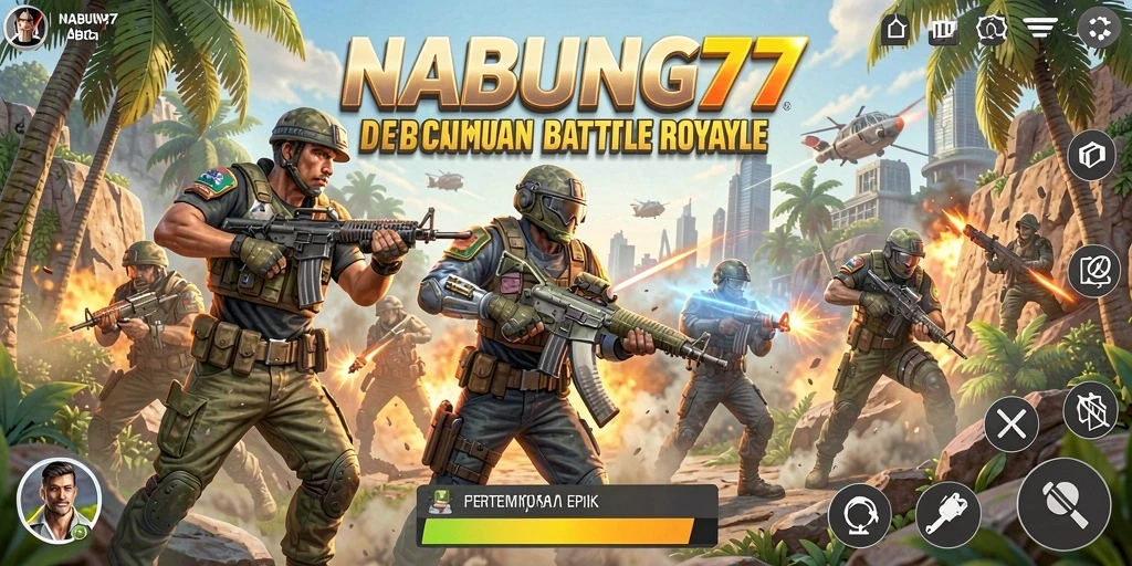 Gameplay NABUNG77 yang seru dan menegangkan dalam pertempuran Battle Royale.