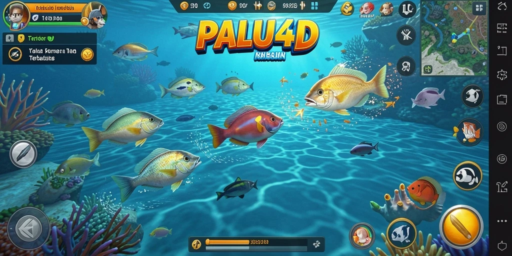 Screenshot gameplay PALU4D menampilkan momen seru menangkap ikan.