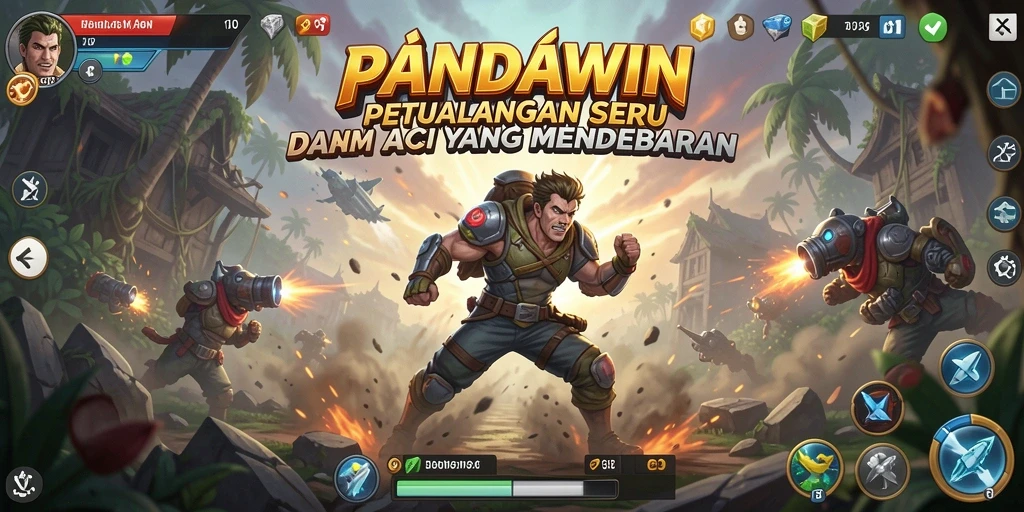 Screenshot gameplay PANDAWIN yang menunjukkan aksi mendebarkan.