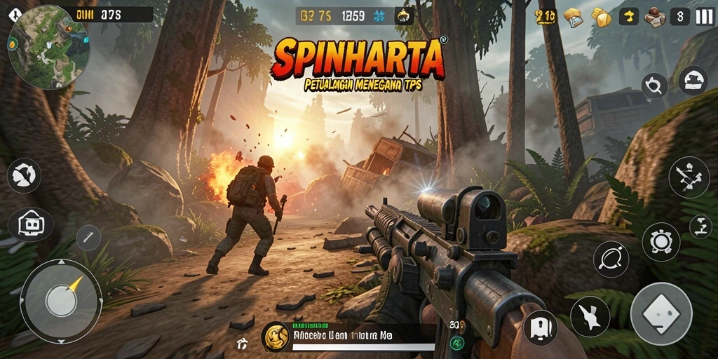 Screenshot gameplay SPINHARTA menampilkan aksi seru dan grafis memukau.