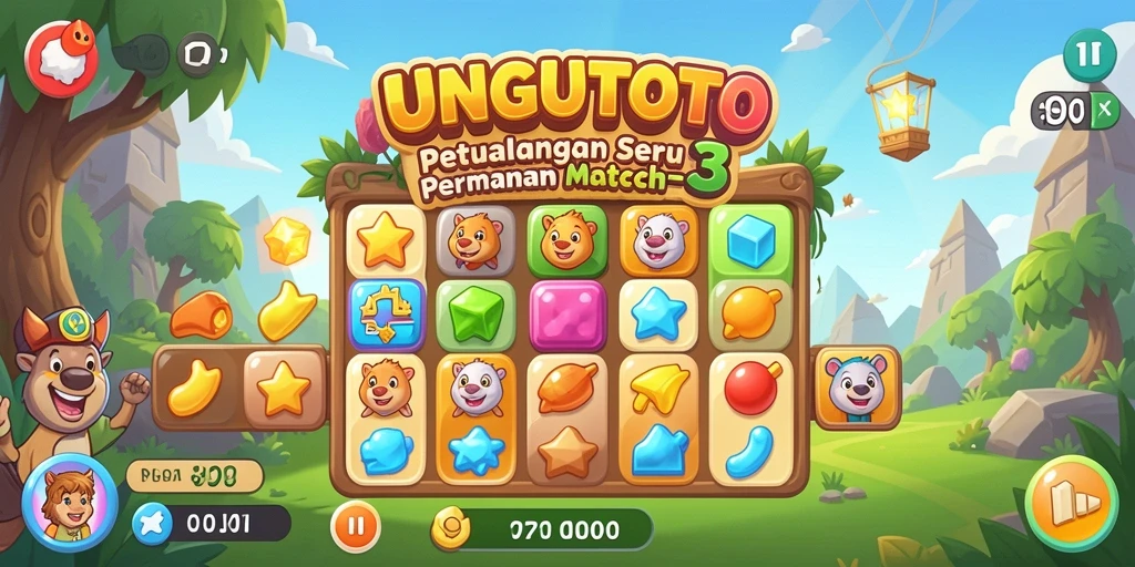 Screenshot gameplay UNGUTOTO menampilkan aksi seru mencocokkan objek.