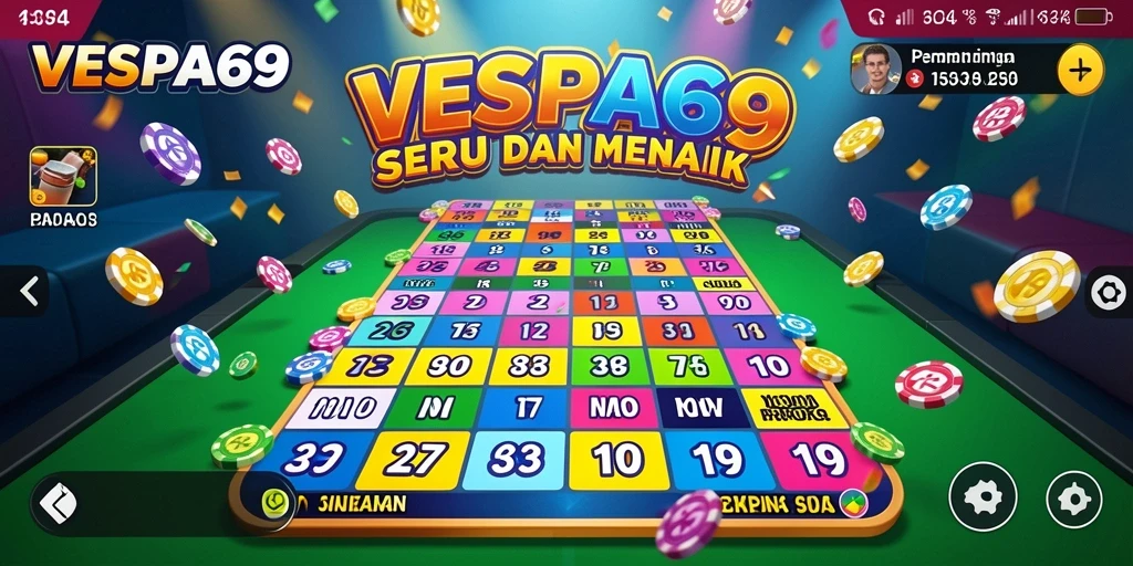 Screenshot VESPA69 menampilkan gameplay Bingo yang seru dan interaktif.